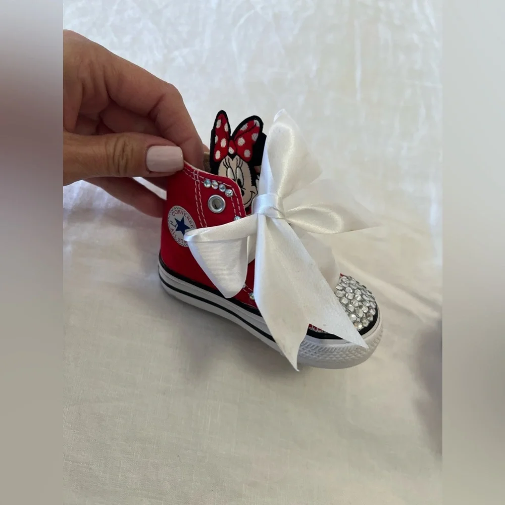 Converse | Infant SZ 3 | Red Minnie Mouse Disney High Top Shoes | Sparkle Bling